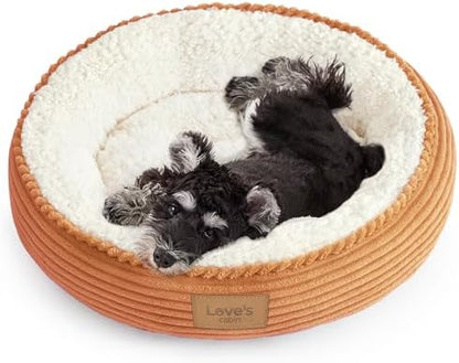 Love's cabin Round Donut Cat and Dog Cushion Bed, 24in Pet Bed for Small or Medium Dogs, Anti-Slip & Water-Resistant Bottom, Soft Durable Fabric Pet Beds, Washable Calming Cat Bed Orange by Lovescabin
