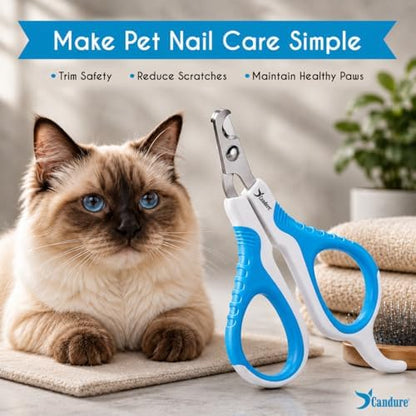 Candure Cat Nail Clipper Stainless Steel Cat Claw Trimmers for Rabbits, Guinea Pigs, Birds, Puppies, Kittens and Small Animals Pet Nail Clipper for Professional and Home Use 4" White & Blue - Image 6