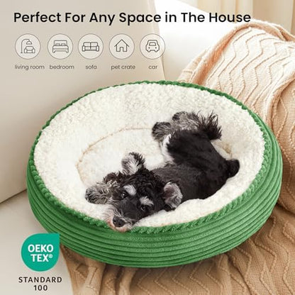 Love's cabin Round Donut Cat and Dog Cushion Bed, 24in Pet Bed for Small or Medium Dogs, Anti-Slip & Water-Resistant Bottom, Soft Durable Fabric Pet Beds, Washable Calming Cat Bed Light Green - Image 6