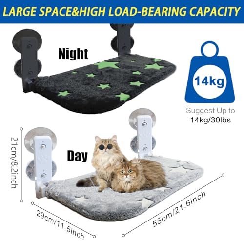 Foldable Cat Hammock for Window Glow in The Dark Cordless Cat Window Perch for Large Cats and Kittens, Soft and Thick Blanket with Zipper, Sturdy Never Fall - Image 2