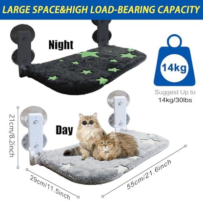 Foldable Cat Hammock for Window Glow in The Dark Cordless Cat Window Perch for Large Cats and Kittens, Soft and Thick Blanket with Zipper, Sturdy Never Fall - Image 2