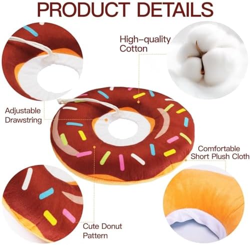 Cat Cone Collar Soft, Cute Cat Donut Collar After Surgery, Adjustable Kitten Recovery Cones to Stop Licking, Lightweight Neck Elizabethan Collars for Cats Kittens (Brown, Medium) - Image 5