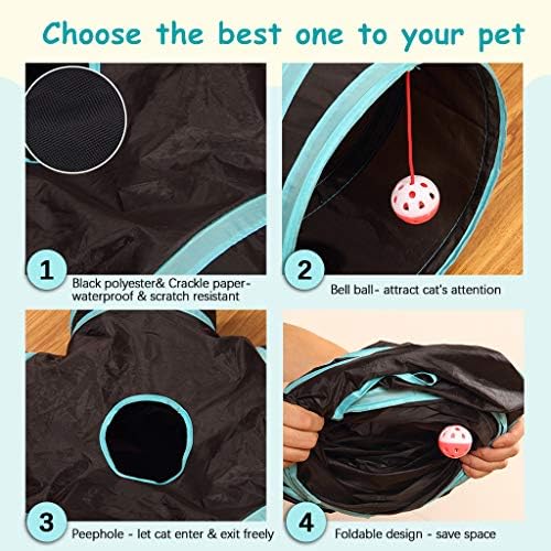 Cat Tunnel Toy 5 Way, Collapsible Cat Playhouse Pet Play Tunnel Tube with Storage Bag for Cats, Puppy, Rabbits, Ferret, Guinea Pig, Indoor and Outdoor Use - Image 3