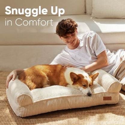 FUKUMARU Dog Couch Bed, Corduroy Cozy Cat Bed, Waterproof, Washable Cover - Image 4