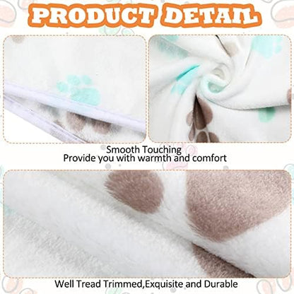 Tatuo 4 Pack Fleece Dog Blanket for Pet,Milky White,24 x 16 Inch,Paw - Image 5