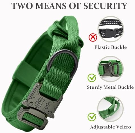 Tactical Dog Collar, Adjustable Military Training Collars, Emerald Green S - Image 4