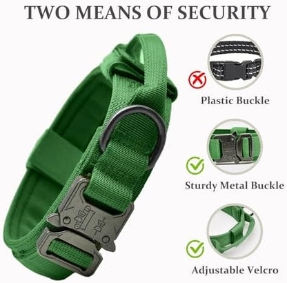 Tactical Dog Collar, Adjustable Military Training Collars, Emerald Green S - Image 4