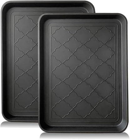 PetLike Boot Tray for Entryway Indoor, Pet Food Mat, 16.7 x 12.8 inch 2 Packs, Waterproof Shoe Tray for Indoor and Outdoor, Multi-Purpose Traysfor Boots, Shoes, Pets, Garden