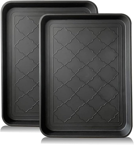 PetLike Boot Tray for Entryway Indoor, Pet Food Mat, 16.7 x 12.8 inch 2 Packs, Waterproof Shoe Tray for Indoor and Outdoor, Multi-Purpose Traysfor Boots, Shoes, Pets, Garden