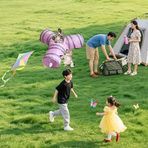 3-Way Collapsible Cat Tunnel Tube Toy Pink - Image 3
