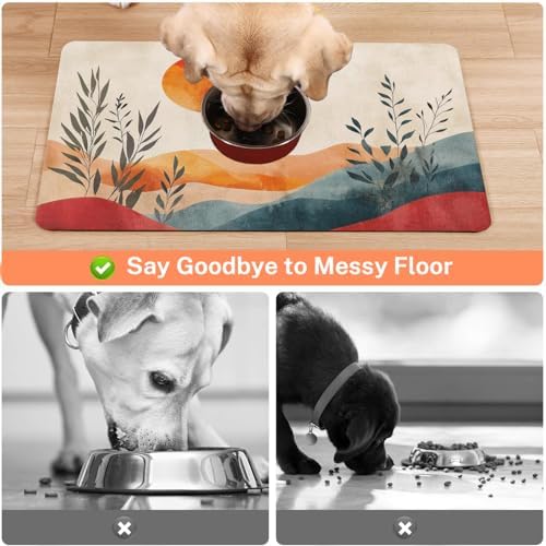Absorbent Pet Dog Bowl Mat for Food and Water, Pet Cat Food Feeding Mat with Non Slip Rubber Backing, Dog Food Mats for Floors Waterproof, 24"x32" - Image 3