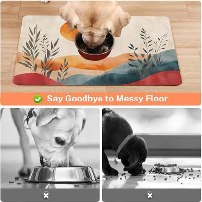 Absorbent Pet Dog Bowl Mat for Food and Water, Pet Cat Food Feeding Mat with Non Slip Rubber Backing, Dog Food Mats for Floors Waterproof, 24"x32" - Image 3