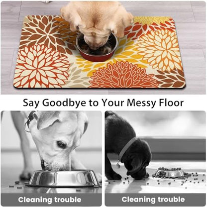 Dog Food Mat for Floors, Absorbent Pet Cat Food Bowl Mat, 2 Pack - Image 2