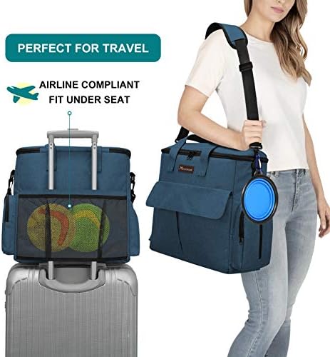 Modoker Weekend Dog Travel Bag Set with 2 Food Bags, 2 Bowls and Mat,Blue - Image 5