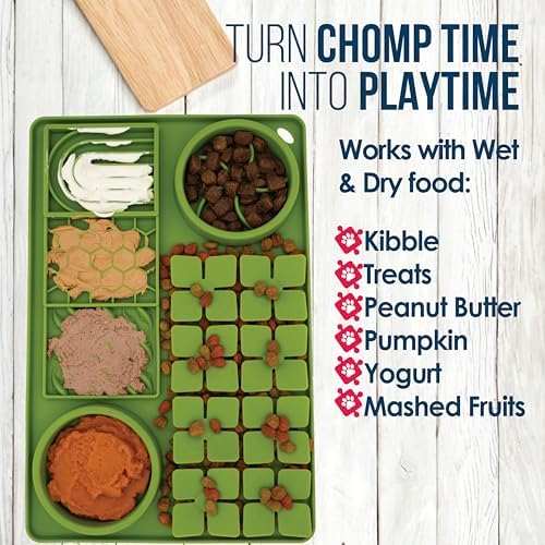 Palz&Co Paw Puzzle 2-in-1 Slow Feeder & Lick Mat - Large 15.75"x10.5" Green Non-Slip Silicone Mat for Dogs & Cats, Dry or Wet Food, Enrichment Puzzle Feeder, Dishwasher Safe - Image 4