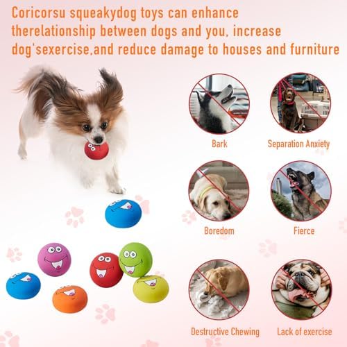 Squeaky Dog Toys Funny Face Chewing Latex Rubber Soft Fetch Play Interactive Dog Squeaky Balls for Puppy Small Medium Pet Dog (12PCS) - Image 7