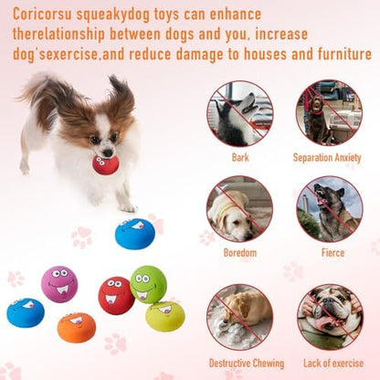 Squeaky Dog Toys Funny Face Chewing Latex Rubber Soft Fetch Play Interactive Dog Squeaky Balls for Puppy Small Medium Pet Dog (12PCS) - Image 7