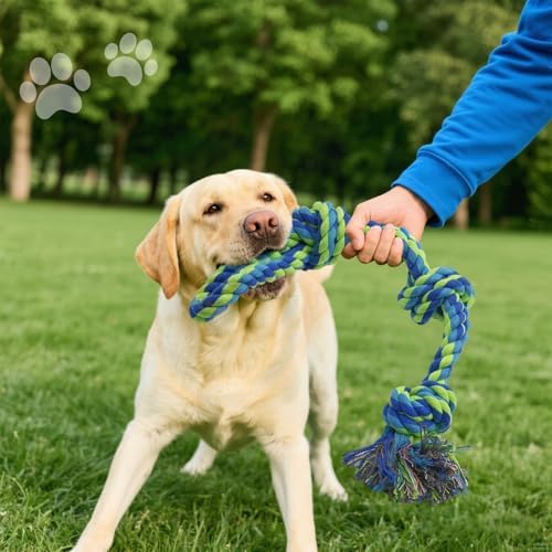 Rocfish [4 Pack] Dog Rope Toys for Aggressive Chewers, Nearly Indestructible Tug of War Toys for Large & Medium Dogs, 100% Cotton, Teeth Cleaning Chew Rope, Heavy Duty Tug of War Dog Toy for Boredom - Image 7