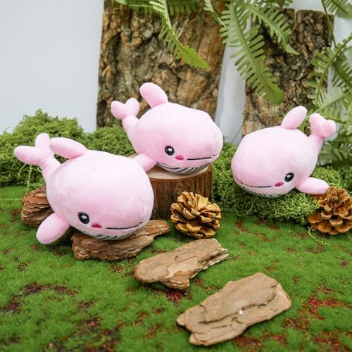 Dog Hide and Seek Toys Puppy Chew Squeaky Toys Plush Mushroom&Bamboo&Shell Hideout Stuffing with Squeakers Animals (3Pcs Squeaky Whale Pink) - Image 4