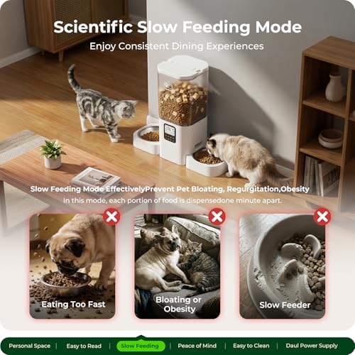 Frienhund Timed Automatic Cat Feeder 2 Cats with Slow Feed: Dual Automatic Dog Feeder with Information Visualization, Programmable Auto Cat Food Dispenser for Multiple Pets,Detachable for Clean-29 Cup - Image 4