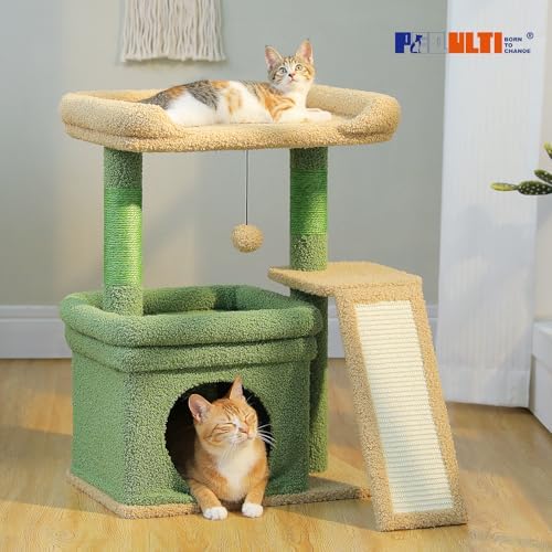PEQULTI Cat Tree for Small Medium Cats, Green Cat Tower for Indoor Cats - Image 2