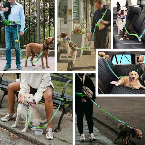 Roses&Poetry Hands Free Dog Leash with Zipper Pouch, 6-9ft Bungee Waist Leash for Medium Large Dogs Walking, Running Lead with Dual Padded Handles Car Safety Buckle for Training Jogging - Image 7