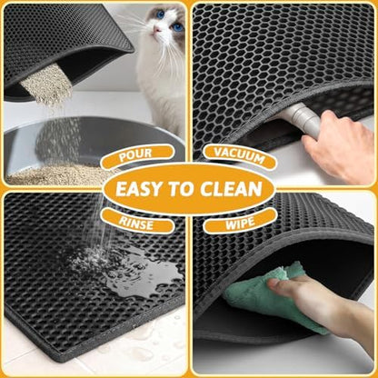 Pieviev Litter Box Mat, Double-Layer Waterproof Design, 47" x 36" Black - Image 6