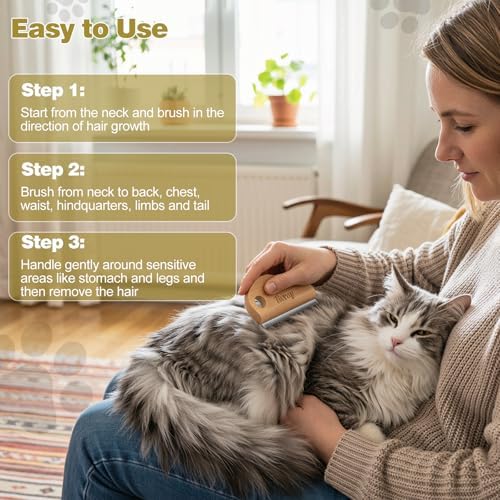 Dog Brush for Shedding, Wood Deshedding Brush for Dogs, 4.3inch - Image 6