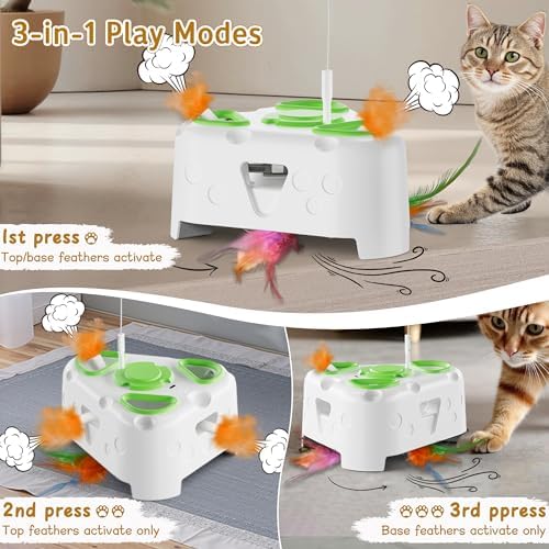 3-in-1 Automatic Interactive Cat Toy, Flying Bird, Mole & Feather - Image 3