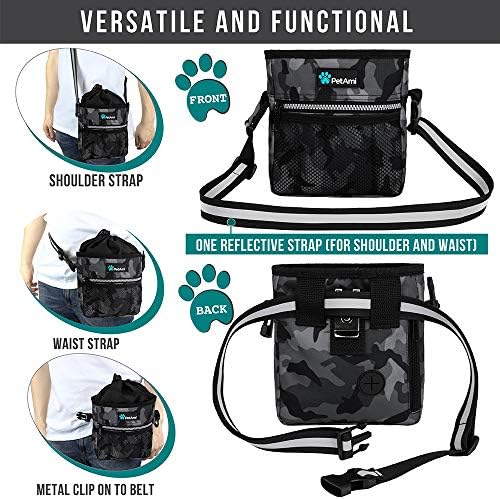 PetAmi Dog Treat Pouch, Pet Treat Pouch for Training, Dog Walking Bag Holder for Kibbles, Pet Food Toy, Dog Trainer Essentials Supplies, Poop Bag Dispenser, 3 Ways to Wear (Camo Black) - Image 4