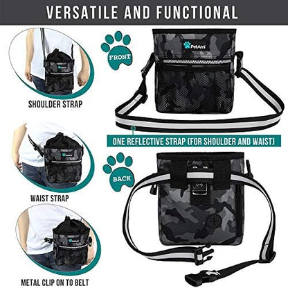 PetAmi Dog Treat Pouch, Pet Treat Pouch for Training, Dog Walking Bag Holder for Kibbles, Pet Food Toy, Dog Trainer Essentials Supplies, Poop Bag Dispenser, 3 Ways to Wear (Camo Black) - Image 4