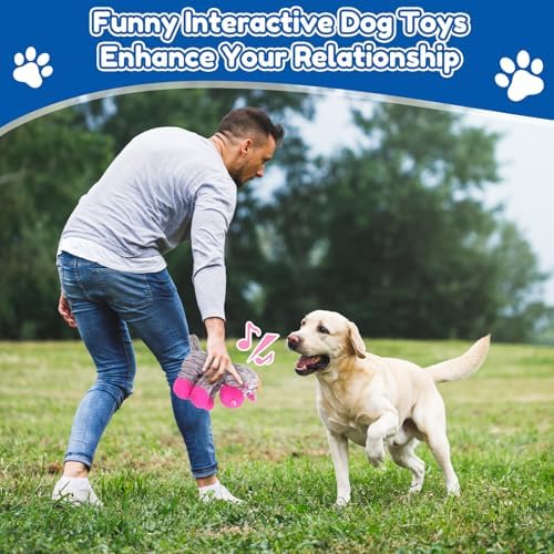 loncoldy Plush Chew Toys for Large Dogs, Tough Crinkle Stuffed Animal Squeaky Interactive Toys for Small Medium Large Dogs, Keep Them Busy, Big Pet Toys - Image 3