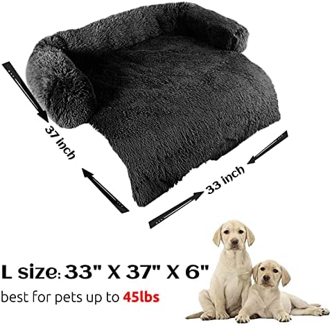HACHIKITTY Calming Pet Sofa Bed Mat, Washable Fluffy Couch Cover for Dogs and Cats, Anti-Slip Bottom (37"x 33"x 6", Black) - Image 5