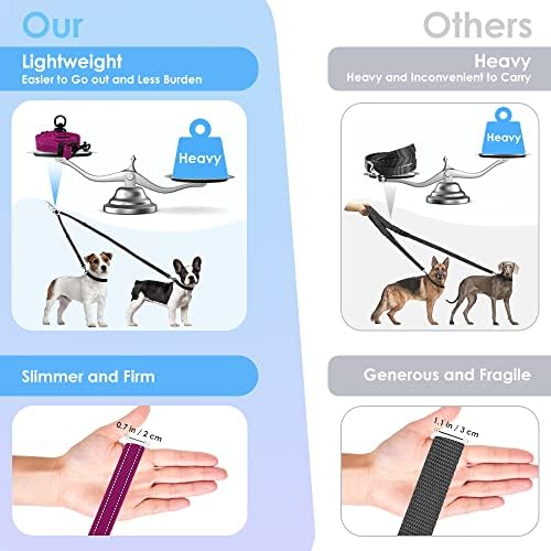 AUTOWT Double Dog Leash, No Tangle 360°Swivel Rotation Reflective Lead Attachment Adjustable Length Dual Two Dogs Lead Splitter, Comfortable Shock Absorbing Walking Training for 2 Dogs - Image 2