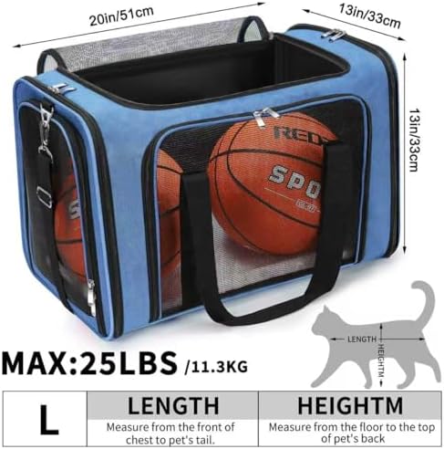 Soft-Sided Cat/Dog/Pet Carrier, Collapsible Pets Travel Carriers - Image 3