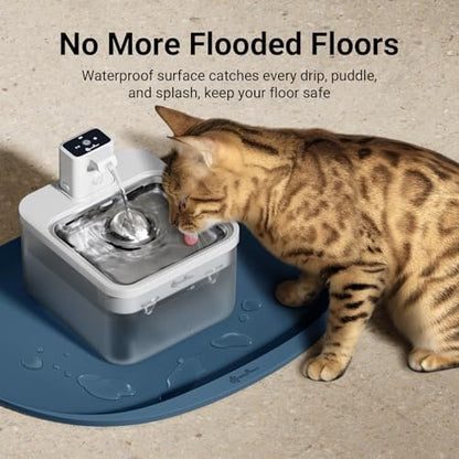 DownyPaws Cat Food Mat,Silicone Waterproof Feeding Mat, 18"×12.5", Ocean - Image 3