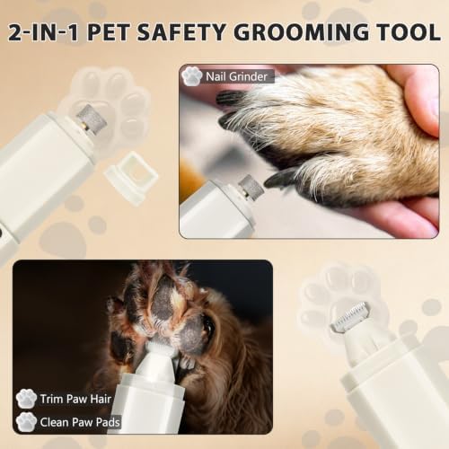 Dog Nail Grinder Quiet, 2-in-1 Paw Trimmer with Light for Dogs - Image 2
