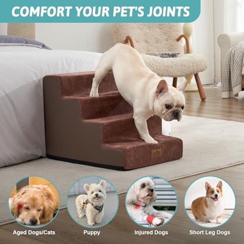 COZY KISS Dog Stairs for Small Dogs, 4 Step Pet Stairs for Beds & Couches - Image 2