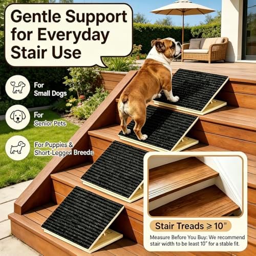 2 Pack Dog Ramp for Stairs - Adjustable Foldable Wooden Small Dog Ramp & Dachshund Ramp,Pet Ramp with Non-Slip Mat, Portable Pet Steps for Senior Pets & Puppies, 100lb Capacity - Image 6