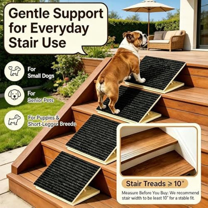 4 Pack Dog Ramp for Stairs - Adjustable Foldable Wooden Small Dog Ramp & Dachshund Ramp,Pet Ramp with Non-Slip Mat, Portable Pet Steps for Senior Pets & Puppies, 100lb Capacity - Image 3