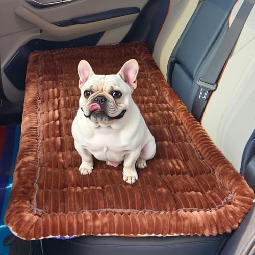 Backseat Pet Bed Mat Non-Slip Dog Car Seat Cover Scratch Chew Resistant Dog Blanket for SUVs, Trucks & Sedans 23" x 51" Easy Clean Comfortable Car Travel Pet Pad, Pure Coffee by Pessbulmm