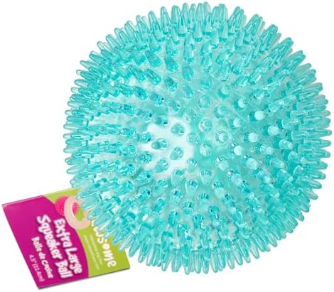 Gnawsome™ 4.5” Spiky Squeaker Ball Dog Toy - Extra Large, Cleans Teeth and Promotes Good Dental and Gum Health for Your Pet, Colors will vary, 4.5" by RoyalPetIncorporated