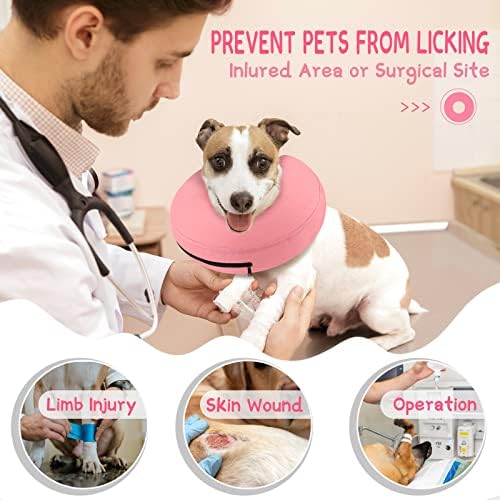 Supet Inflatable Dog Cone Collar for Large Medium Small Dogs, Soft Cone Collar for Dogs Cats, ECollar Doggie Neck Donut Dog Cone Alternative After Surgery - Image 2