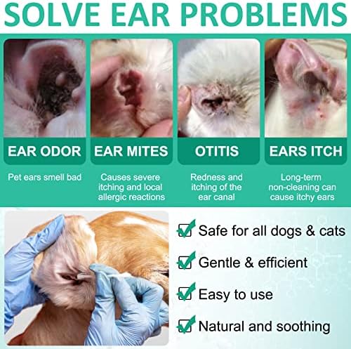 Ear Cleaner for Dogs, Dogs Ear Infection Treatment - Supports Soothing Dog Yeast Infection, Soothes Itchy & Inflamed Ears, Ear Odor, Pet Ear Care Supplement for Small, Medium and Large Dogs - 60ml - Image 3