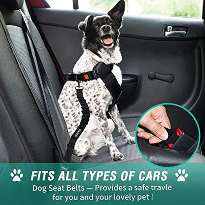 COOYOO Dog Seat Belt,Retractable Dog Car Harness Seat Belt for Car Adjustable Nylon Pet Safety Seat Belts Heavy Duty & Elastic Bungee Buffer - Image 2