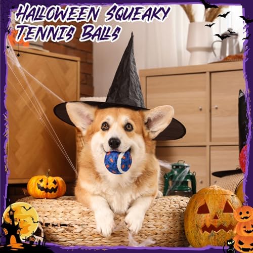 Civaner 6 Pcs Halloween Dog Toys Bulk, 2.5 Inch Squeaky Tennis Balls - Image 5