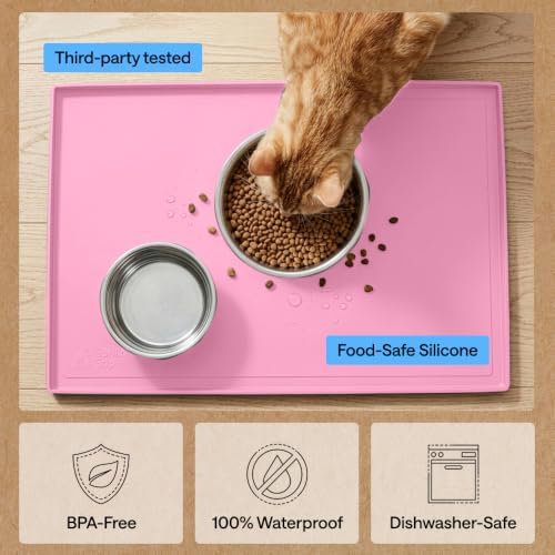 GORILLA GRIP Waterproof Dog Food Mat, Pet Feeding Placemat, 28x18 Pink - Image 6