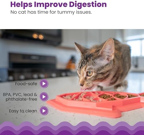 Catstages Fishie Fun Feed Mat – Non-Slip Slow Feeder Mat for Cats with Catnip, Crinkle Sounds & Engaging Play, ½ Cup Food Capacity, Pink - Image 4