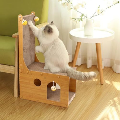 YEMOO ​Cat Scratcher, Cat Scratching Board, L Shaped Vertical Cat Scratcher for Wall and Couch Protection, Cat Cardboard Scratcher with 4 Ball Toys for Indoor Cats - Image 6