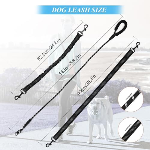 Dog Double Leashes,4-Dog Rope Bungee Four Leash - Tangle-Free Design with Padded Handle, 360° Swivel Control & Removable Feature for Walking Multiple Dogs - Image 5